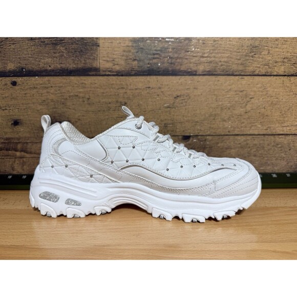 RARE Bedazzle SKECHERS Women's D'Lites Lightweight Memory Foam Sneakers 11 White - Picture 2 of 10